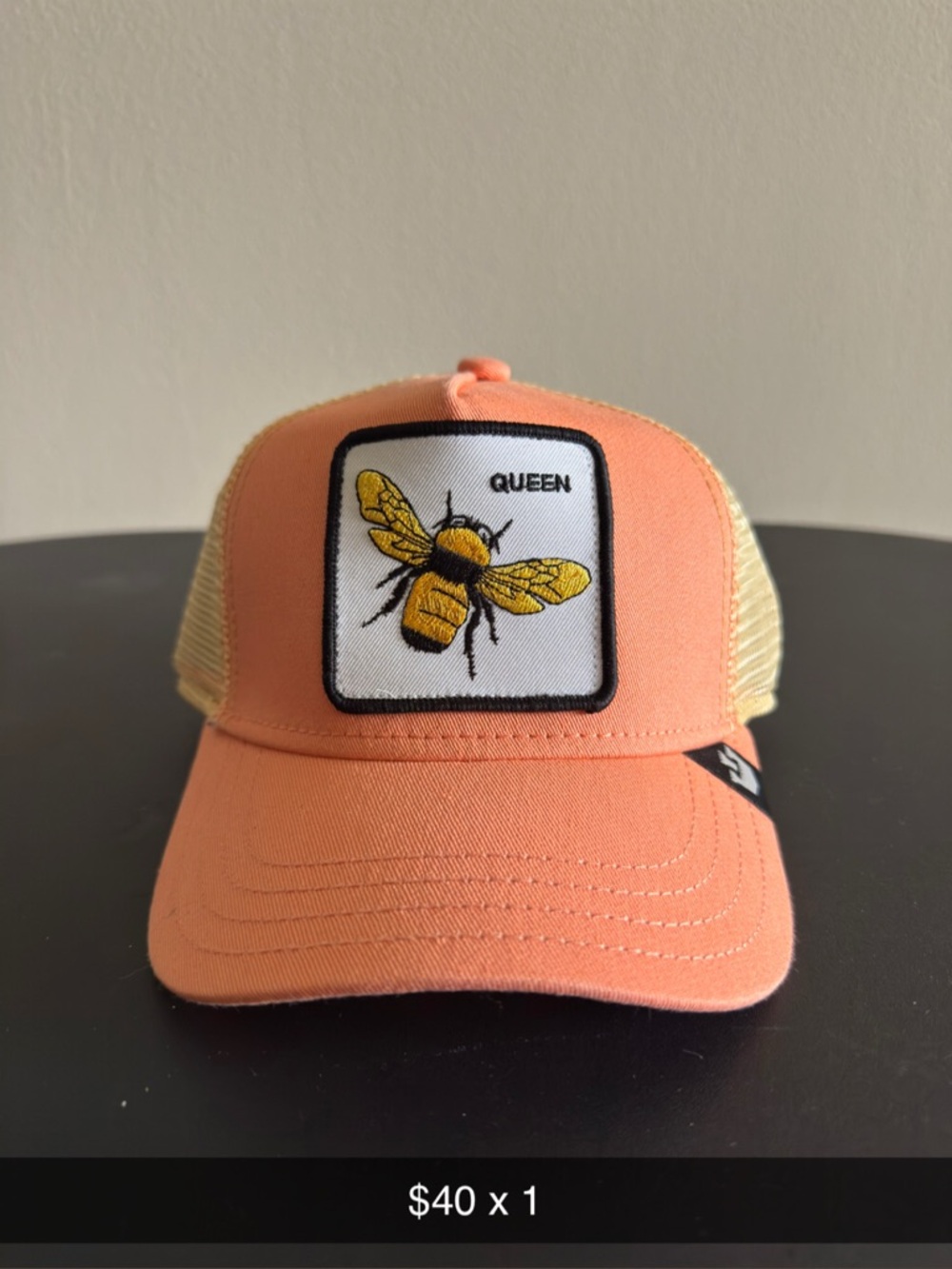 Goorin Bros Peach and Yellow 'Queen' Bee Trucker Hat